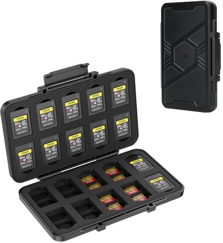 JJC 60 Slots Memory Card Holder for 40 Micro SD SDXC SDHC + 20 CFexpress Type-A, Anti-Shock micro SD TF Card Holder Storage Case Box Organizer