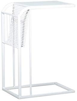 MEILISHAOMEI C-förmiger Beistelltisch in Metalloptik,Akzenttisch aus gehärtetem Glas,Kaffee-,Tee-,Snack- und Cocktailtisch,Beistelltisch für Schlafsofa,Gold/Weiß/Schwarz(Farbe:Weiß,Größe:17,711