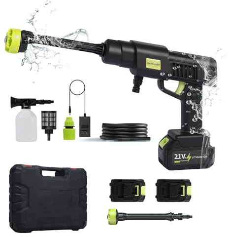 Hancaner Cordless Pressure Washer with 2 Batteries,35bar 500PSI Portable Hand Pressure Washer, Battery Jet Washer High Pressure,6 In 1 Nozzle,10 Levels Adjustable,LED Screen