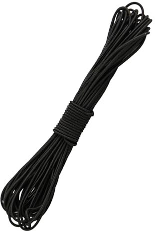 Bungee Cord Black 2mm X 12M, Heavy Duty Elastic Shock Cord Nylon Stretch String Bungee Rope Elastic Rope for Luggage, Camping, Kayak, Tie Downs (Black, 2mm x 12M)