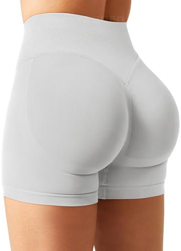 YEOREO Damen Sport Shorts Invisible Scrunch Butt Lifting Gym Workout Shorts 4.5 Seamless Kurze Leggings Damen Push Up Booty Biker Shorts Feather Beige S