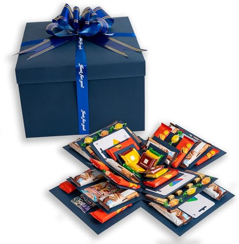 DIY Explosionsbox, Überraschungsbox, Kreative Geschenkbox für Süßigkeiten, Surprise Box, Geburtstag, Geschenke für Frauen, Männer, Kinder, besondere Tage Geldgeschenk (blau)