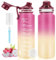 MOMSIV Trinkflasche, Sport Trinkflasche, 1L BPA-Frei Auslaufsicher Sport Wasserflasche mit Zeitmarkierung und Bürste, Sportflasche für Fitness, Schule, Fahrrad, Camping, Yoga (Rosa)