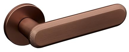 Gavroche Türgriffe Set | Türklinken Innentüren in Bronze Antik | Drückergarnitur für Zimmertür ohne Rosettengarnitur aus Metall Türbeschlag in L-Form mit strukturierter Griff Oberfläche