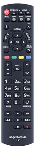 MOVHEIYL N2QAYB000830 Ersatz Fernbedienung für Panasonic Smart TV TX-L24XW6 TX-L32E6B TX-L32EX64 TX-L39E6B TX-L32ES61 TH-LR32E6 TX-L24XW6 TX-L32BL6B TX-L42E6EK TX-50AS500Y TX-39ASW604 TX-42AS500E