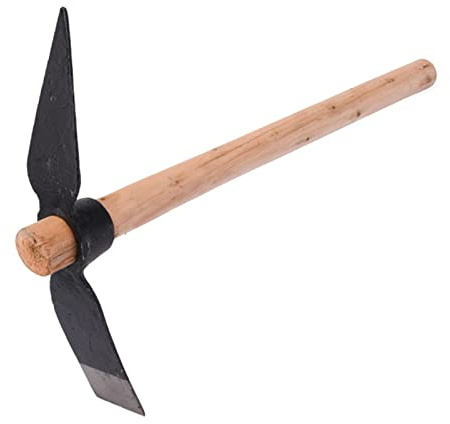 Riuulity Garden Hoe Pick, Multifunctional Hand Tool for Digging Weeding and Turning Soil Solid Wood Handle High Carbon Steel