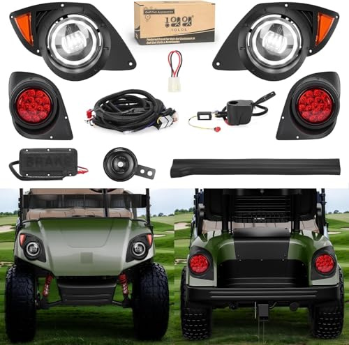 10L0L Kit de faros delanteros y traseros para carrito de golf para Yamaha G29 YDR Drive 2007 en adelante, kit de luz legal de calle de lujo con interruptor de intermitente/bocina/arnés de luces de