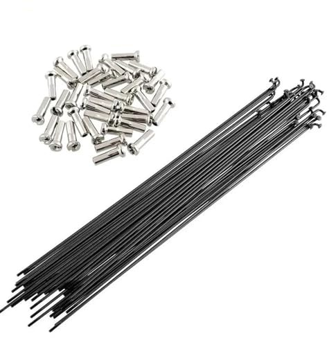 Speichen,Fahrrad Speichen Fahrradzubehör, Schwarze 27,5-Zoll-700C-Räder, Mountainbike, Rennrad, Fahrradspeichen, Edelstahl-Fahrradspeichen, Speichennippel(253mm)