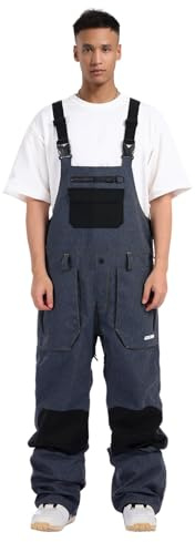 GSOU SNOW Salopette da sci da uomo, con tasche multiple, leggere, impermeabili, antivento, traspiranti, caldi