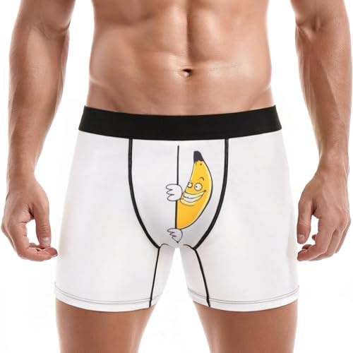 Bibalabili Herren Lustige Boxer Shorts, Witzige Unterwäsche Geschenke, Neuartige Männer Unterhosen ohne Eingriff (DE/NL/SE/PL, Alphanumerisch, L, Regular, Regular, Böse Banane)