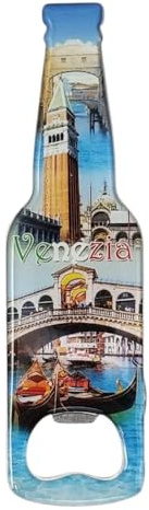 KUSTOM ART Calamita Cavatappi Apribottiglie da Frigorifero Venezia Monumenti più Importanti Magnete in Metallo Souvenir da Collezione 13x4cm P-128-1