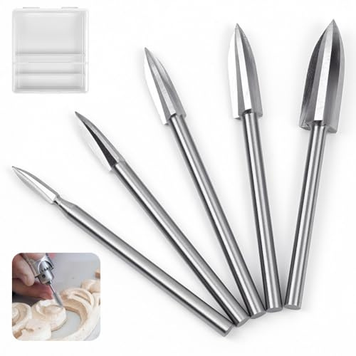 NUTKIT Juego de 5 Brocas para Madera de Acero Rápido | Compatible con Las Principale Herramienta Rotativa,para Madera,Acrílico y Manualidade