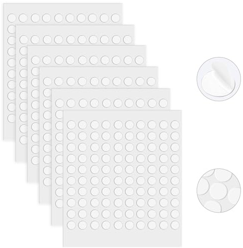 NUTKIT 600 Stk Doppelseitige Klebepunkte, Rund Transparente Klebepads,Ø6mm | Stark Klein Selbstklebende Klebepunkte, Abnehmbar Doppelseitige Punkte Aufkleber für DIY Foto Ballon Heim Papier Party Deko