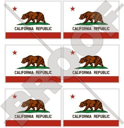 CALIFORNIA Kalifornien Staats Bärn Flagge USA Amerika 40mm Mobile, Handy Vinyl Mini Aufkleber, Abziehbilder x6 Stickers