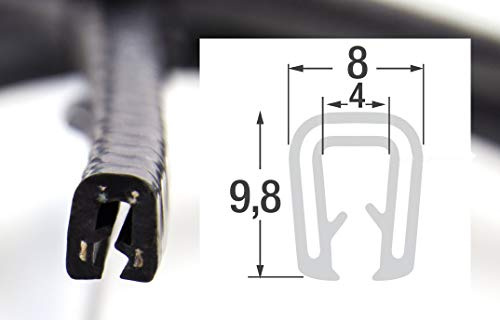 SMI-Kantenschutzprofil SP2-3S für 2-3mm Silikon mit Drahtklemmband Schwarz selbstklemmend ohne Kleber - Kantenschutz, Kederprofil, Kantenprofil, Kantenschutzleiste für Autotüren, Bleche (5 m)