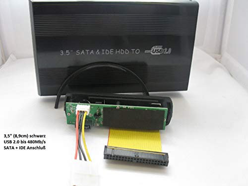 External USB Hard Drive Enclosure Metal 3.5 Inch (8.9 cm) USB 2.0 Black SATA and IDE Connection in Black