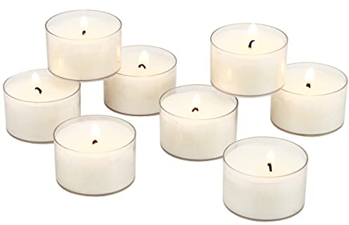 Stonebriar Lot de 96 bougies chauffe-plat transparentes non parfumées sans fumée avec 8 heures de combustion prolongée, blanc