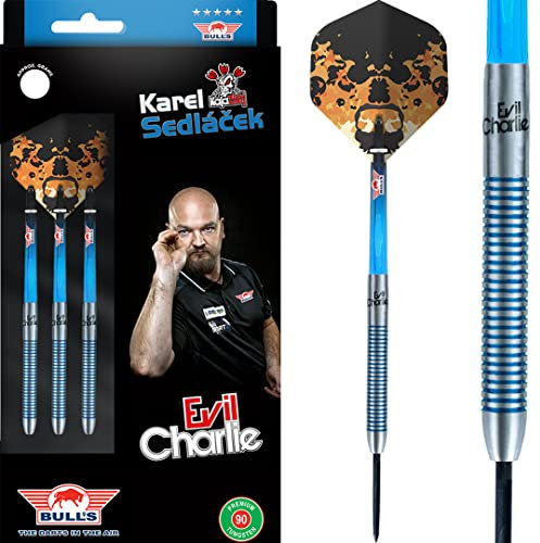 Bull's Steel Darts Karel Sedlacek Evil Charlie Matchdart 90% Tungsten Steeltip Darts Steeldart (23 Gr)