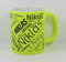 online-hut Namenstasse (Wunschname) Neon Gelb/Personalisierbar mit eigenem Text/Werbetasse/330 ml/Modern/Erwachsener