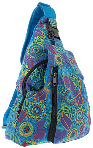 Kunst und Magie Sling Bag Hippie Goa Bodybag Schultertasche Mandala Rucksack L, Farbe:Blau
