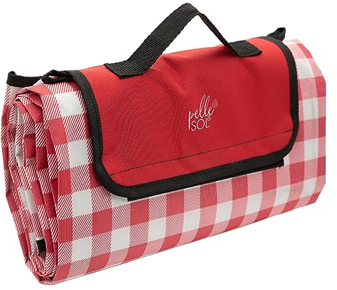 Pelle & Sol Couverture de Pique-Nique imperméable, 200 x 140 cm, Tapis de Pique-Nique Pliable – Couverture de Plage d'extérieur – Antidérapante avec poignée de Transport – Tapis de Plage résistant au