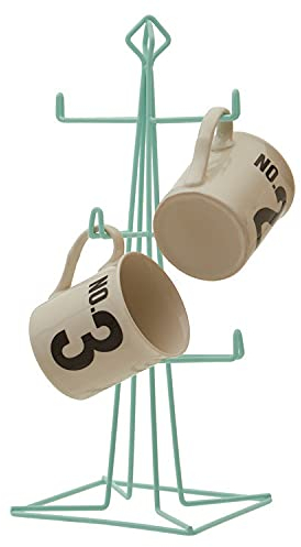 Premier Housewares Stylish Green Finish Mug Tree | Practical Mug Storage For Kitchen | Durable Stand For Storing Coffee Mugs | Metal Constructed Unique Mug Tree For Mugs Storage
