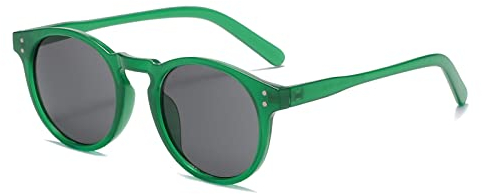 Long Keeper Retro Gafas de Sol Mujer Hombre Gafas Redondas Pequeñas Vintage UV400 Protección Lentes De Sol Unisex (Verde)