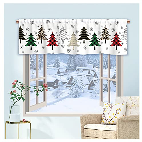SMYORR Weihnachtsgardine Bistrogardine Halbtransparent Küchenvorhang Kurzgardine Weihnachtsdeko Vorhänge / 1 PCS / H55xW230cm