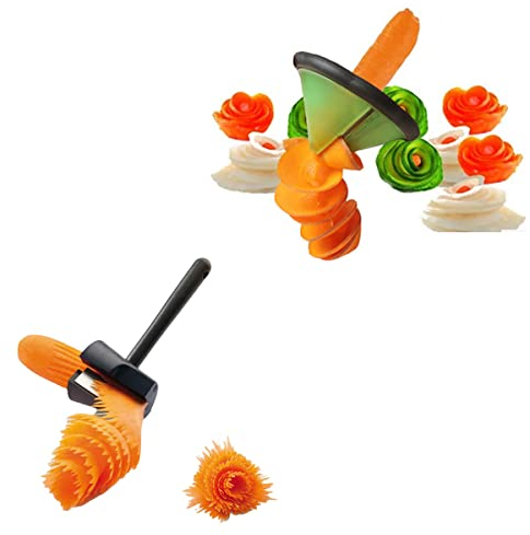 2 pcs Roll Flower Decorative Potato Carrot Cutter Slicer Tool Fruit Vegetable Slicer Kitchen Supplies Roll Flower Decorative Potato Carrot Peeler