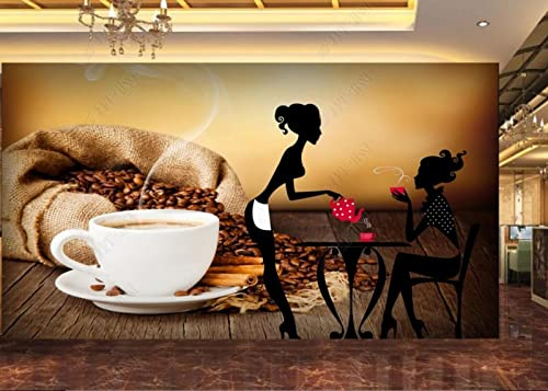 Tapeten Fototapete 3D Effekt Kaffee Frau Silhouette Tasse Wandbilder Wohnzimmer Deko Schlafzimmer Tapete Vliestapete