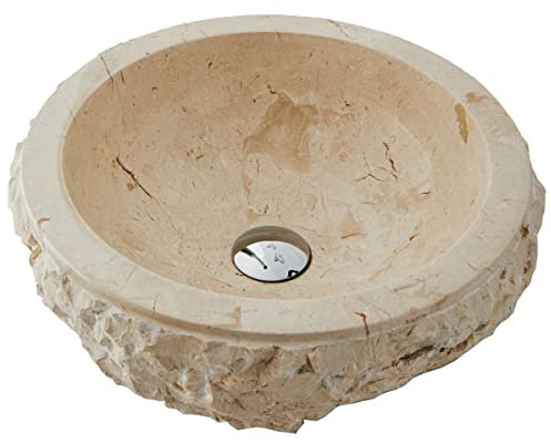 PEGANE Vasque à Poser/lavabo en marbre Coloris Beige - Diamètre 40 x Hauteur 15 cm