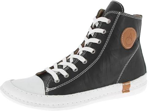 Andrea Conti Damen Stiefelette High Top Sneaker lässig mit Highlights 0025902, Größe:39 EU, Farbe:Schwarz