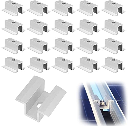 20 Pezzi Staffe per Pannelli Solare Fotovoltaici, Pannelli Solari Fotovoltaici Morsetto, Morsetto Centrale, Morsetto per Modulo Solare per il Montaggio di Profili in Alluminio (1)