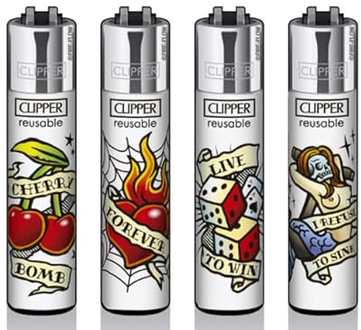 Clipper® Feuerzeuge - 4er Set + Crystal Balls (Ink Life)