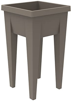 EDA - Espace Potager Veg&Table AROMATIQUE 23L - Zone Rétention d'eau - Pieds Creux avec Bouchon Evacuation - 38,5 x 38,5 x 68 cm - Taupe