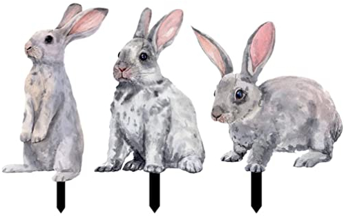 Cabilock 3PCS Edelrost Hase Gartenstecker Deko,osterdeko Outdoor gartenstecker rost osterdeko draußen gartenstecker osterdeko Garten für Garten Rasen Hof Ostern Deko Frühlingsdeko