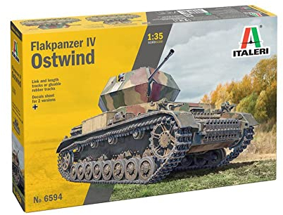 Italeri 6594S 1:35 Flakpanzer IV Ostwind - originalgetreue Nachbildung, Modellbau, Plastik Bausatz, Basteln, Hobby, Kleben, Modellbausatz, Zusammenbauen, unlackiert, Mehrfarbig