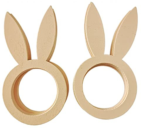 30 Stück Ostern Serviettenringe, Osternhase Serviettenhalter aus Holz für Ostern Frühstück Mittagessen Abendessen Party Bankett Tischdekoration, DIY Basteln Ostern