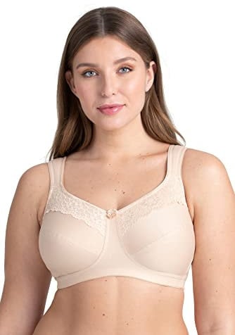 Miss Mary of Sweden Minimizer Non-Wired Unpadded Bra Cotton Now Flat Cup Beige
