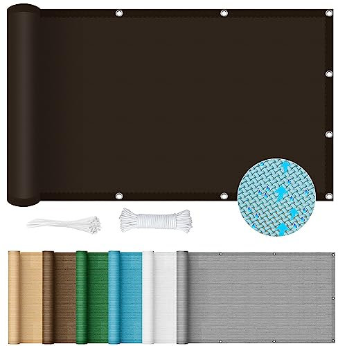 Toldo Vela Rectángulo 0.6 x 2.8 m Transpirable Vela Parasol Rectangular para Balcón con Cuerda Libre para Exterior, Jardín, Terrazas, Marrón