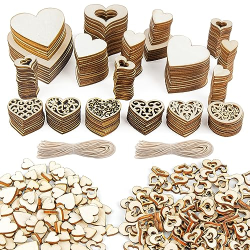 RUBY-holzsterne Zum Basteln Holzherzen Deko - 706 STK. Herz Streudeko Zum Basteln - DIY Hochzeitsdeko, Weihnachten, Geburtstag, Taufe - Streudeko Einschulung Holzscheiben Geschenkanhänger