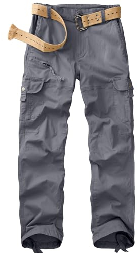 yeyity Cargohose Damen Hosen Multi Taschen Wanderhose Outdoorhose Baumwolle Arbeitshose Jogginghose Relaxed-Fit Trekkinghose Militär Hose Streetwear(Grey,2087,42)