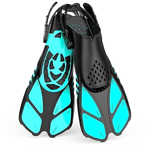 Lealinga Schnorchelflossen, Flossen Verstellbar Erwachsene Reisegröße Schwimmflossen Unisex Taucherflossen für Erwachsene Männer Frauen Kinder Offene Ferse Trainingsflossen mit Netztasche