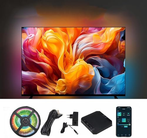 TV LED Lights Beads for Adapts to 40-85 Inch TVs,LED TV Backlight with HDMI Sync Box, Ambient Lighting Kit, Color Changing, Smart App Control (55-65Inch)