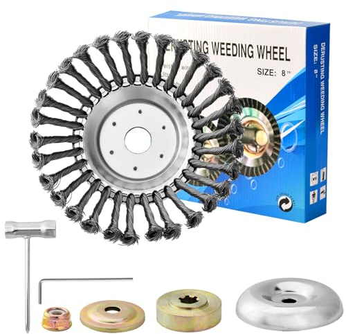 YAOZUP Cepillo para Desbrozadora, Ccepillo de Malas Hierbas, Cepillo Redondo Desbrozadora Profesional, Desbrozadora de Acero, Cónico de Alambre para Limpieza de Malezas, Musgo (8 Pulgadas)