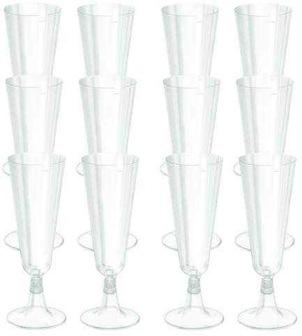 PARENCE.- Set mit 50 wiederverwendbaren Stielgläsern aus Hartplastik - 15cl, Bruchsicher, alle Gelegenheiten, Champagner, CAVA