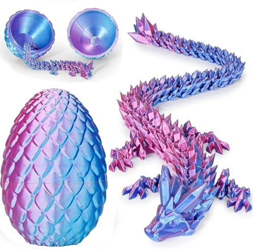 Dracheneier 3D-gedruckte Fidget-Spielzeuge für Erwachsene Überraschungsgeschenke für Kinder Freunde Kollegen Geburtstag Halloween Weihnachten Ostern Festgeschenke (Farbverlauf Helllila-Rot)