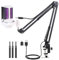 USB Gaming Microphone, RGB Condenser PC Mic with Mute Button, 3.5mm Headphone Jack, Arm Stand for Streaming Podcast Recording Studio Singing Youtube (White)