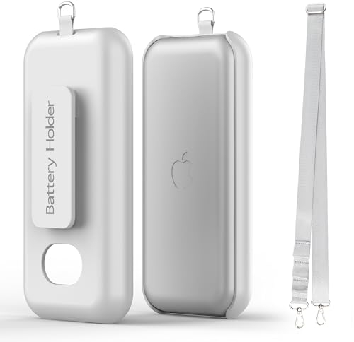 DDJ Case for Apple Vision Pro Battery, with Belt Clip and Shoulder Strap for Apple VR Headset Accessory, Portable Batterys Protective Cover,Rugged and durable, White (no Battery)