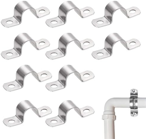 MEXRUMI 10 Piezas 16Mm Abrazadera De Tub Abrazadera De Fijación De Tubo 304 Acero Inoxidable U-Tube Clamp Anillo De Conexión Manguera Clamp Tarjeta Sillín Para Tubos De Agua Manguera (Plata)